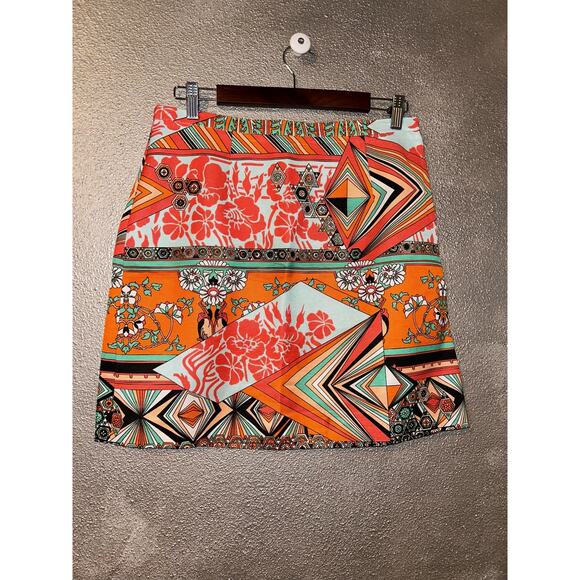 MSGM Artsy Edgy Old Money Preppy Academia Orange Floral  Cotton Mini Skirt - Picture 1 of 7